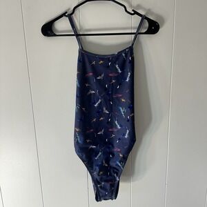 Jolyn Women's One Piece Swimsuit "Brandon" Blue Oceanic Print Sz 32 UPF 50+ RARE